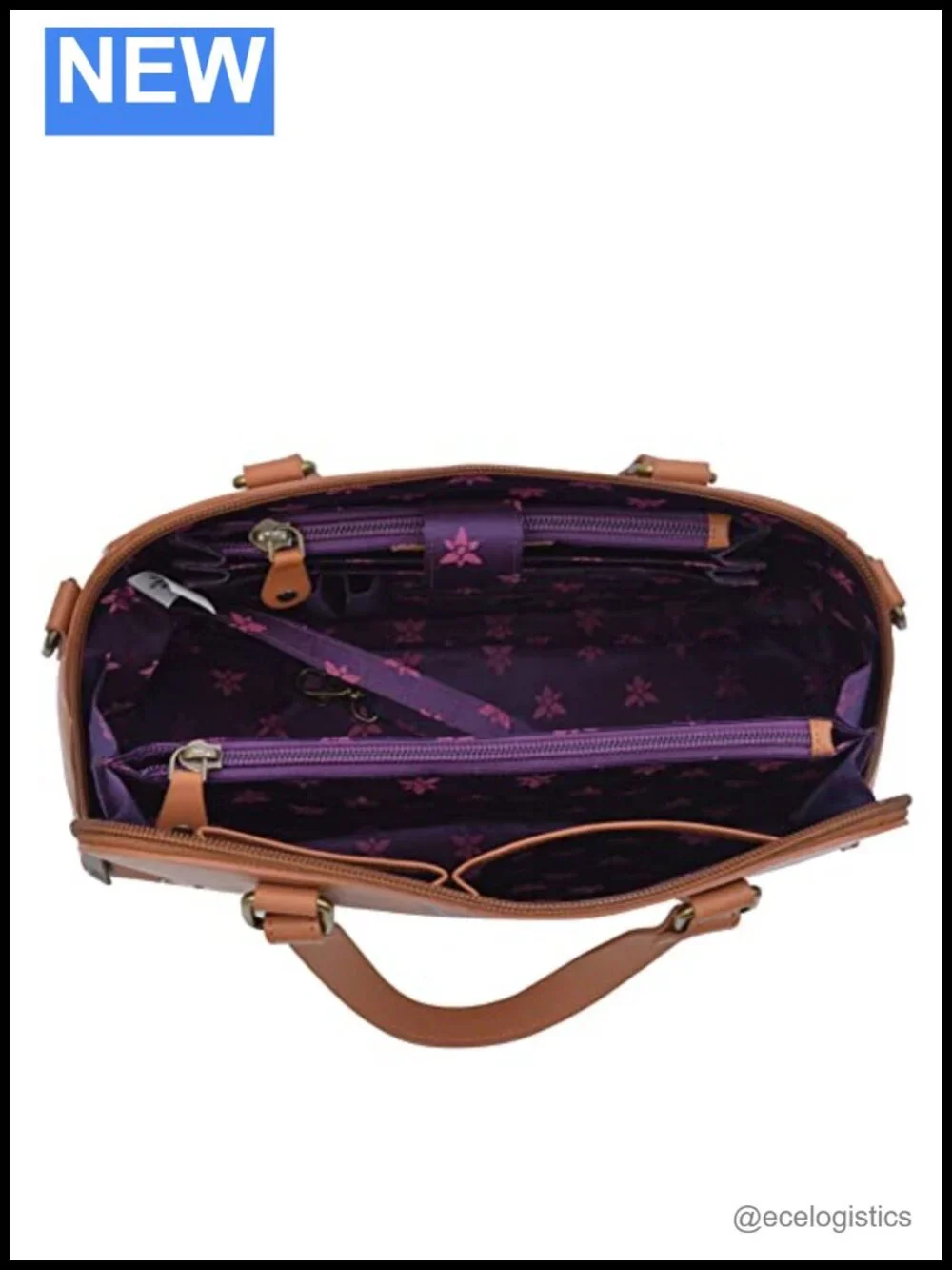 Hand-Painted Genuine Leather Satchel Purse with Butterfly Art Detachable Strap